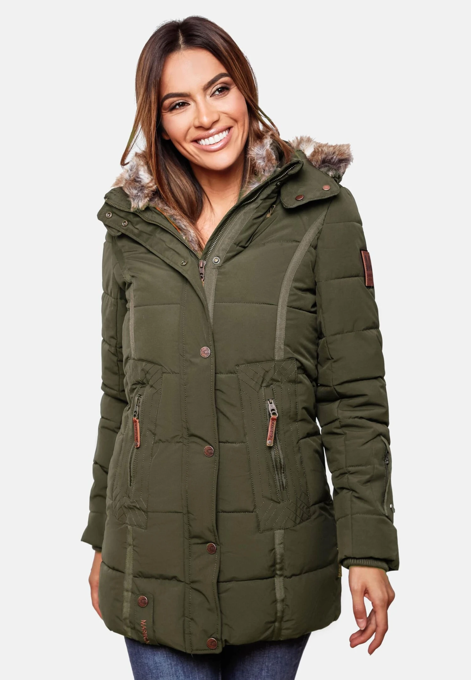 Marikoo Manteaux Courts Manteau D’hiver Femme Olive 9 Marikoo Manteaux Courts Manteau D’hiver Femme Olive – Image 7