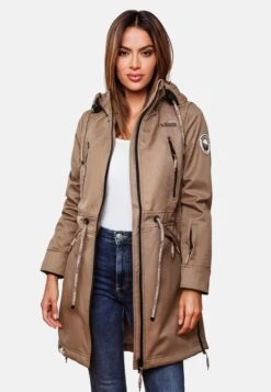 Marikoo Parkas Parka Mi-saison Femme Beige Foncé -Marikoo Boutique 0319de1b77ded218a65596d7b8e44fd9