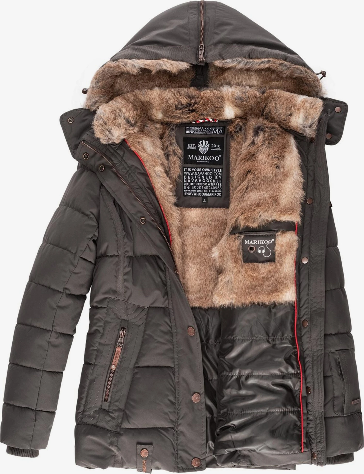 Marikoo Vestes Matelassées Veste D’hiver Nekoo Femme Taupe 7 Marikoo Vestes Matelassées Veste D’hiver Nekoo Femme Taupe – Image 6