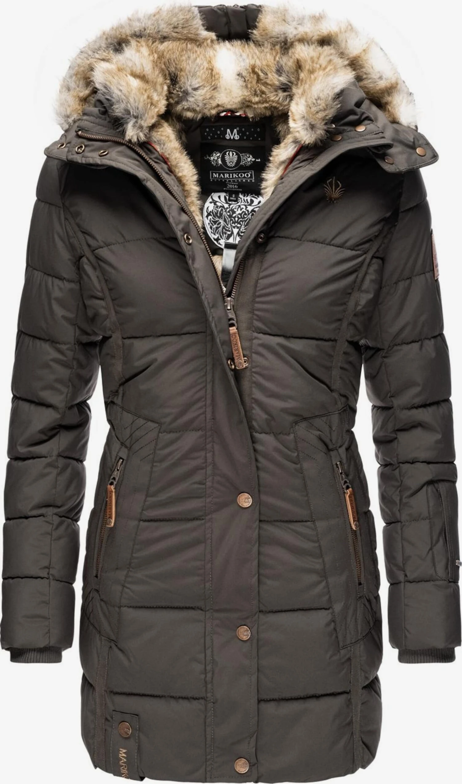 Marikoo Manteaux Courts Manteau D’hiver Femme Gris Basalte 3 Marikoo Manteaux Courts Manteau D’hiver Femme Gris Basalte