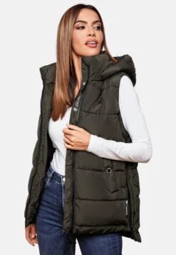 Marikoo Vestes Sans Manches Gilet Zarinaa Femme Vert Foncé -Marikoo Boutique 2258d88692fbbd45f9c216a528534b19