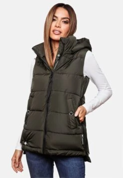 Marikoo Vestes Sans Manches Gilet Zarinaa Femme Vert Foncé -Marikoo Boutique 4040775e3a6524a392e243880631d737