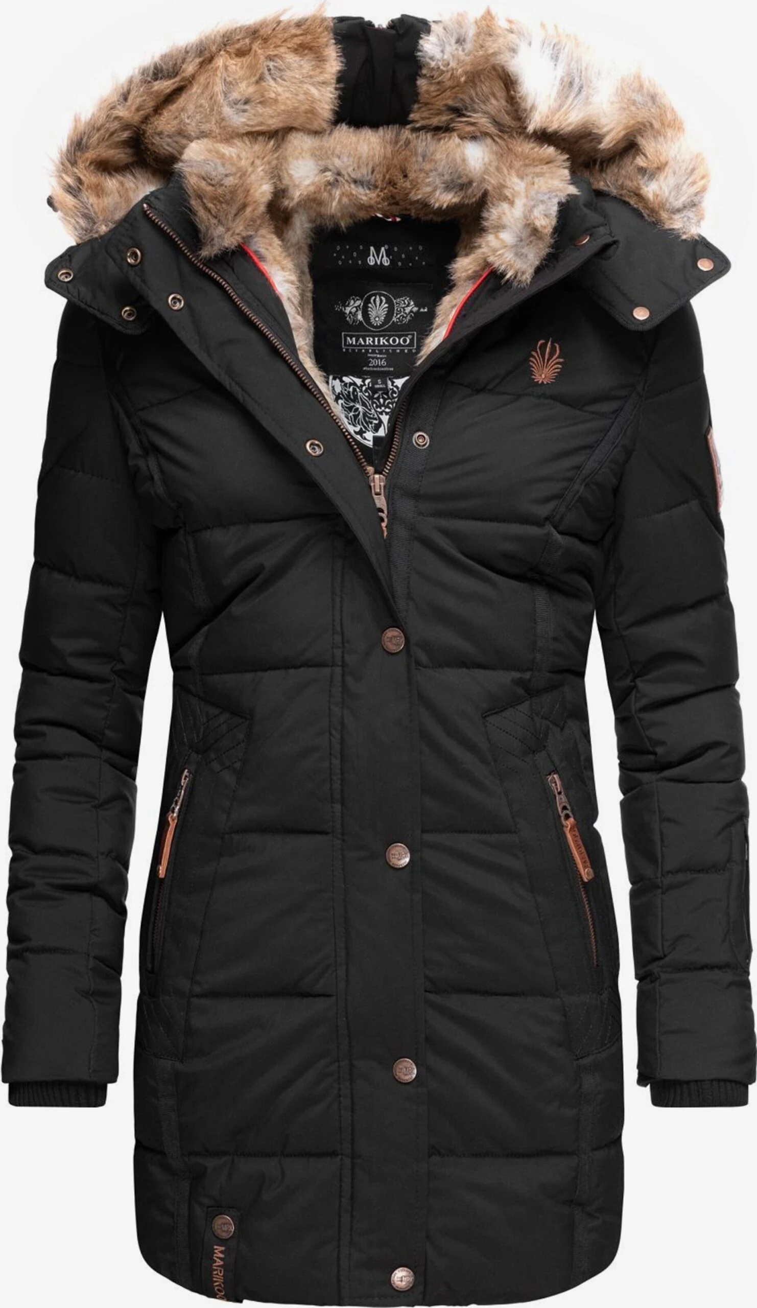 Marikoo Manteaux Courts Manteau D’hiver Femme Noir 3 Marikoo Manteaux Courts Manteau D’hiver Femme Noir