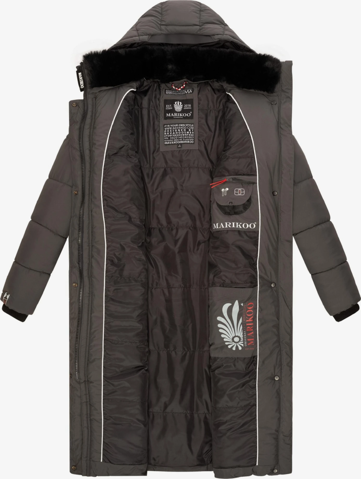 Marikoo Manteaux Dhiver Manteau D’hiver Femme Anthracite 8 Marikoo Manteaux Dhiver Manteau D’hiver Femme Anthracite – Image 6