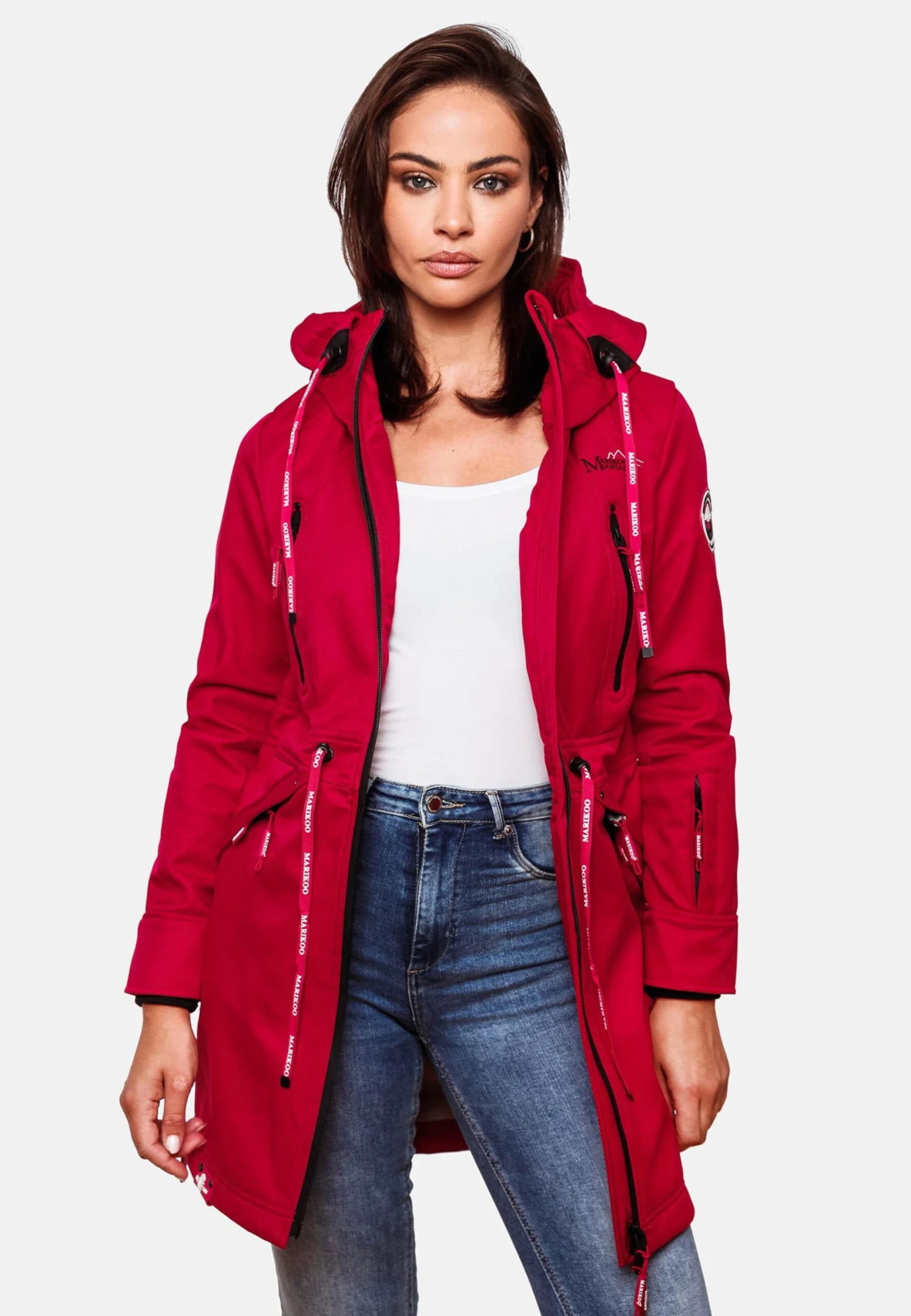 Marikoo Parkas Parka Mi-saison Femme Rouge Feu 10 Marikoo Parkas Parka Mi-saison Femme Rouge Feu – Image 8