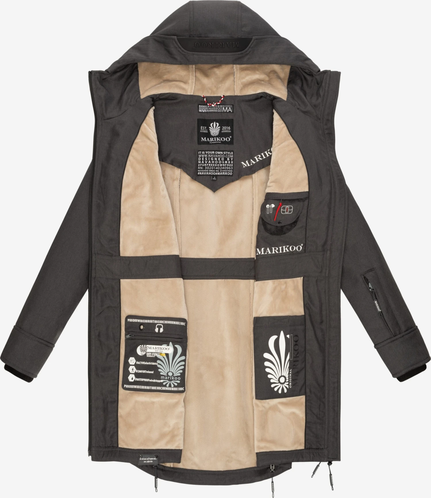 Marikoo Parkas Parka Mi-saison Femme Taupe 7 Marikoo Parkas Parka Mi-saison Femme Taupe – Image 5