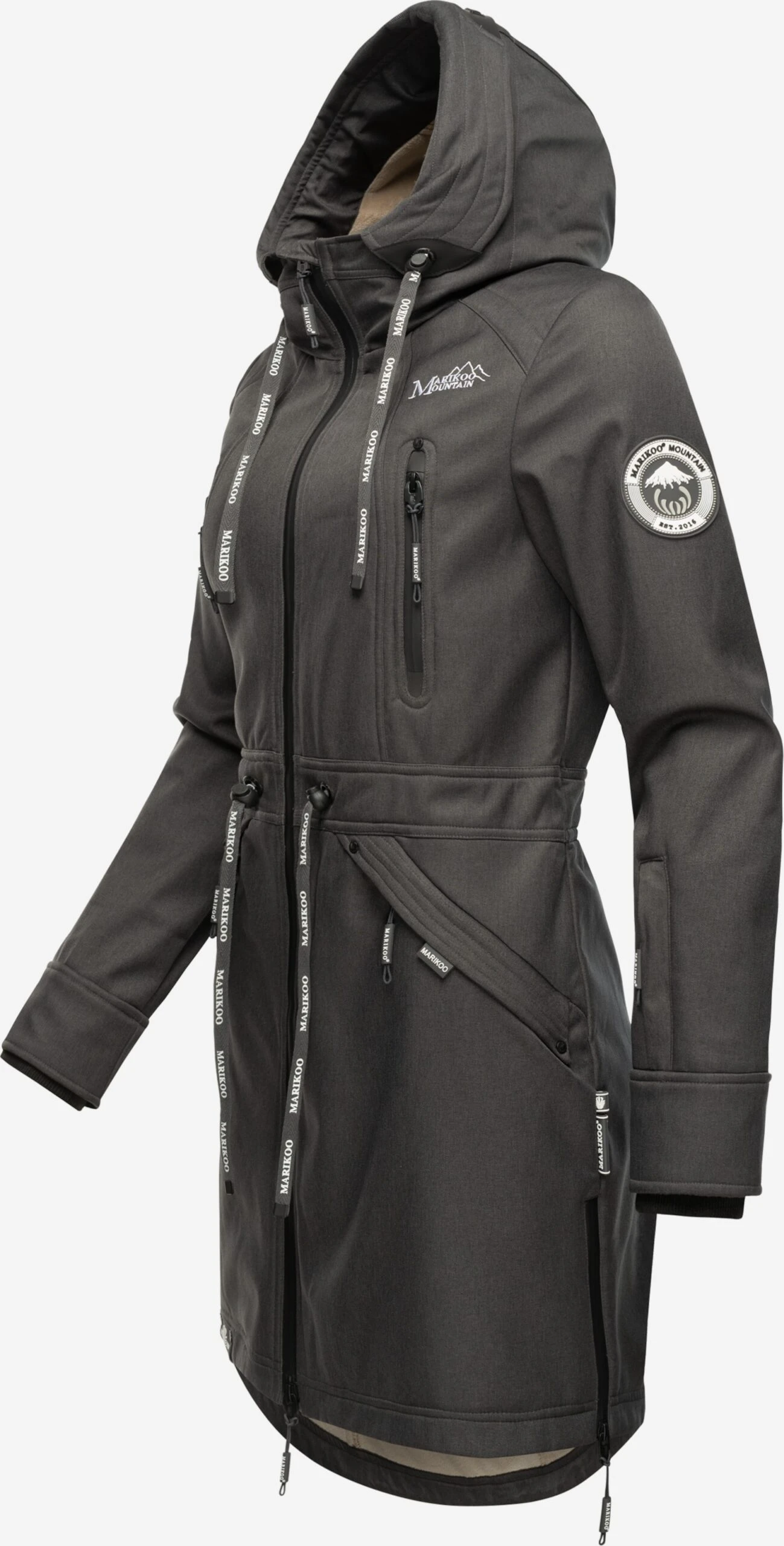 Marikoo Parkas Parka Mi-saison Femme Taupe 4 Marikoo Parkas Parka Mi-saison Femme Taupe – Image 2