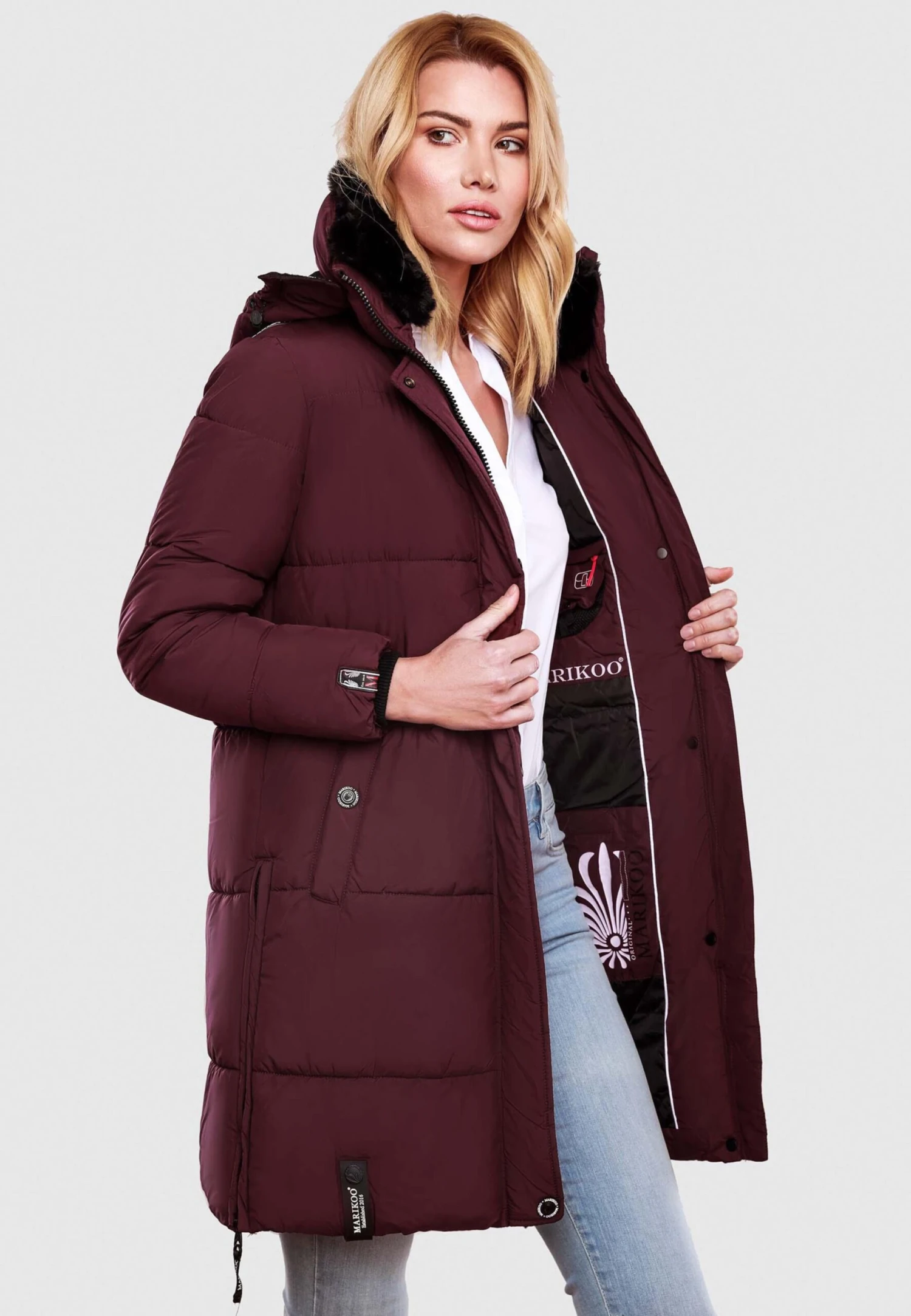 Marikoo Manteaux Dhiver Manteau D’hiver Femme Rouge Cerise 11 Marikoo Manteaux Dhiver Manteau D’hiver Femme Rouge Cerise – Image 9