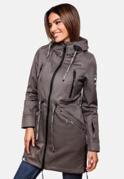 Marikoo Parkas Parka Mi-saison Femme Gris Foncé -Marikoo Boutique c94187cebbc427d40405efa9969815a7