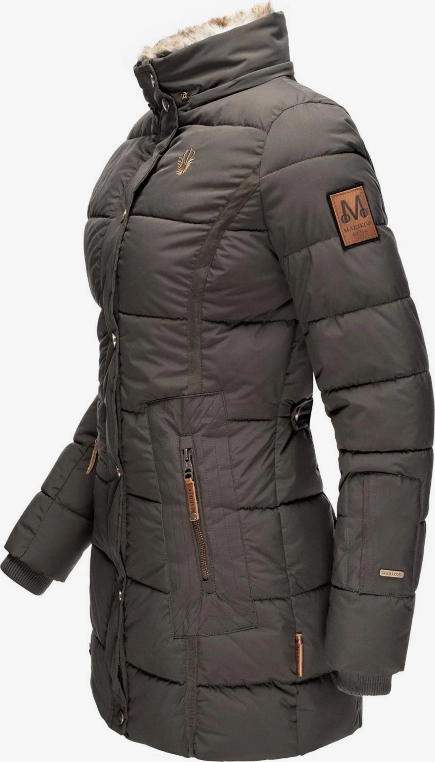 Marikoo Manteaux Courts Manteau D’hiver Femme Gris Basalte 7 Marikoo Manteaux Courts Manteau D’hiver Femme Gris Basalte – Image 5