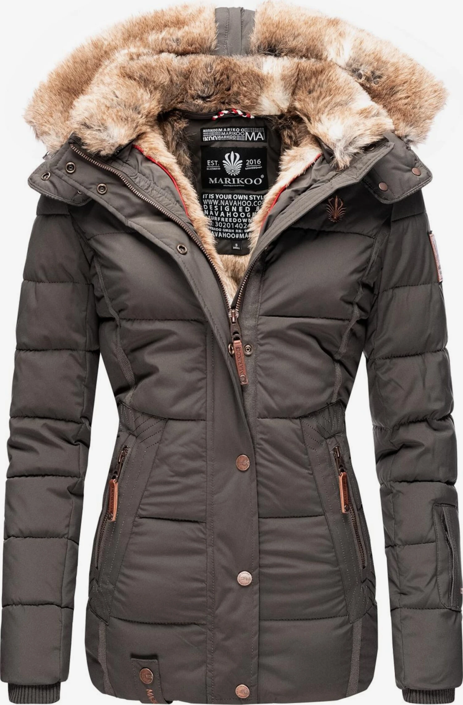 Marikoo Vestes Matelassées Veste D’hiver Nekoo Femme Taupe 2 Marikoo Vestes Matelassées Veste D’hiver Nekoo Femme Taupe