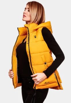 Marikoo Vestes Sans Manches Gilet Zarinaa Femme Jaune Dor -Marikoo Boutique e81ec30227376114b9e884b830a97d96